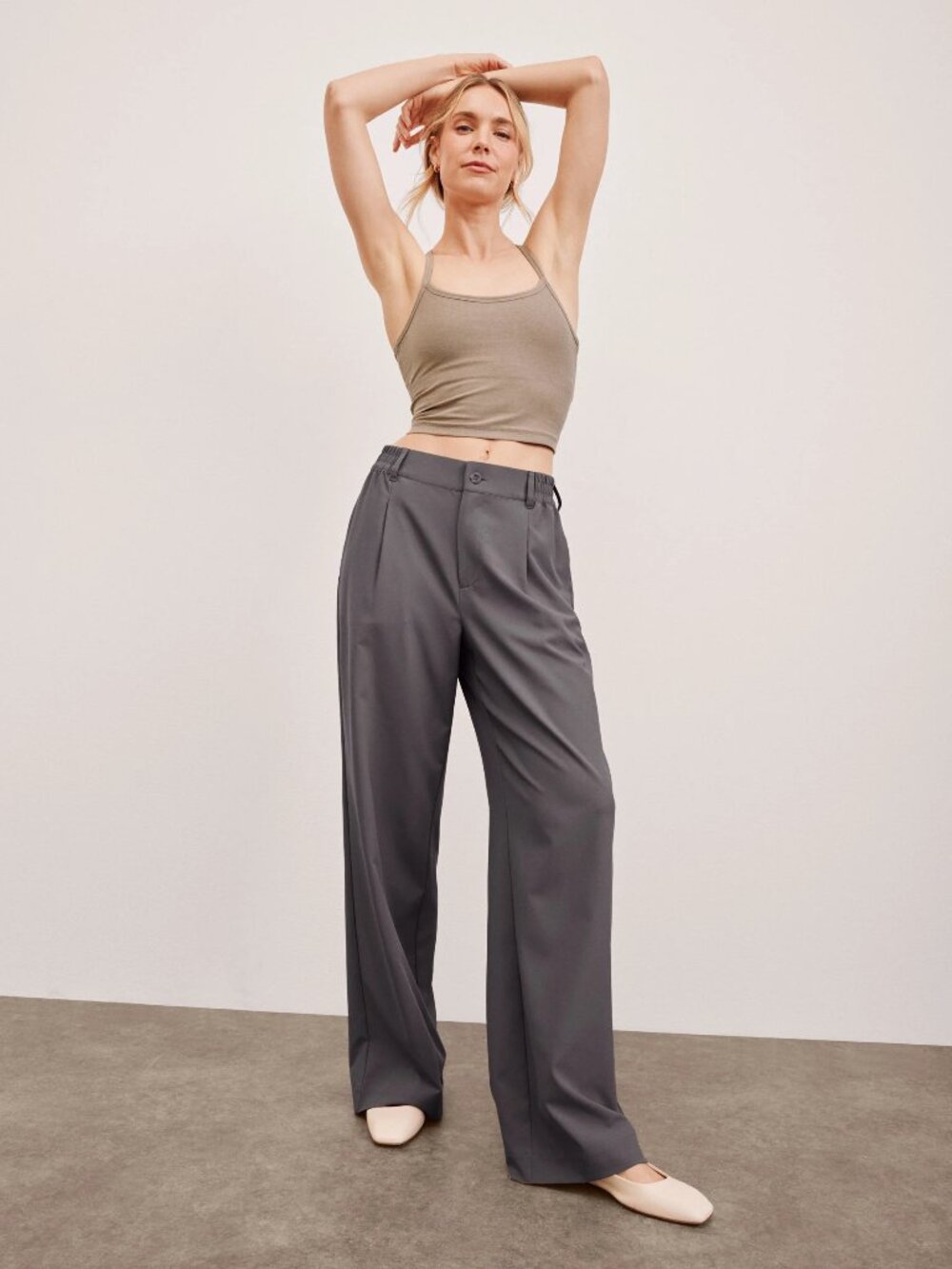 Beyond Yoga Status Wide Leg Trouser 31" in Soft Umber